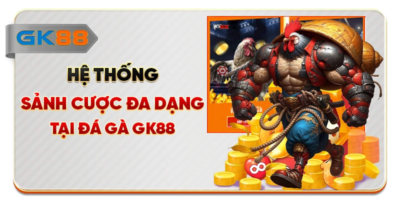 Hệ thống sảnh cược đa dạng tại đá gà GK88